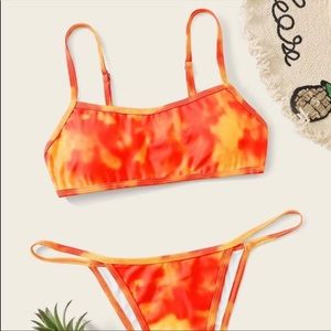 Shein orange tie dye bikini set